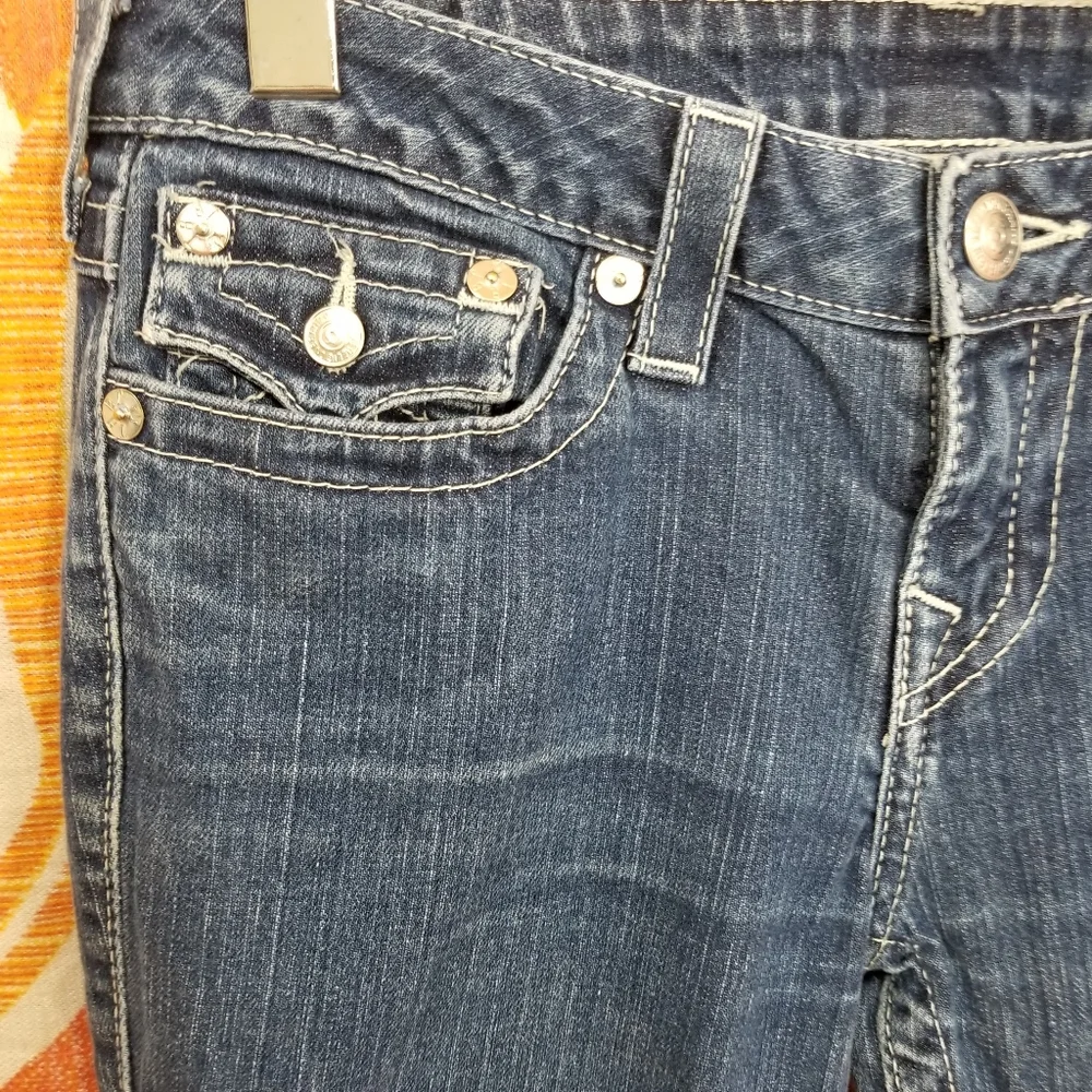 TRUE RELIGION Becky Sz 29 jeans crystal bling Jeans made in USA  flap Pocket Y2k - Picture 16 of 16
